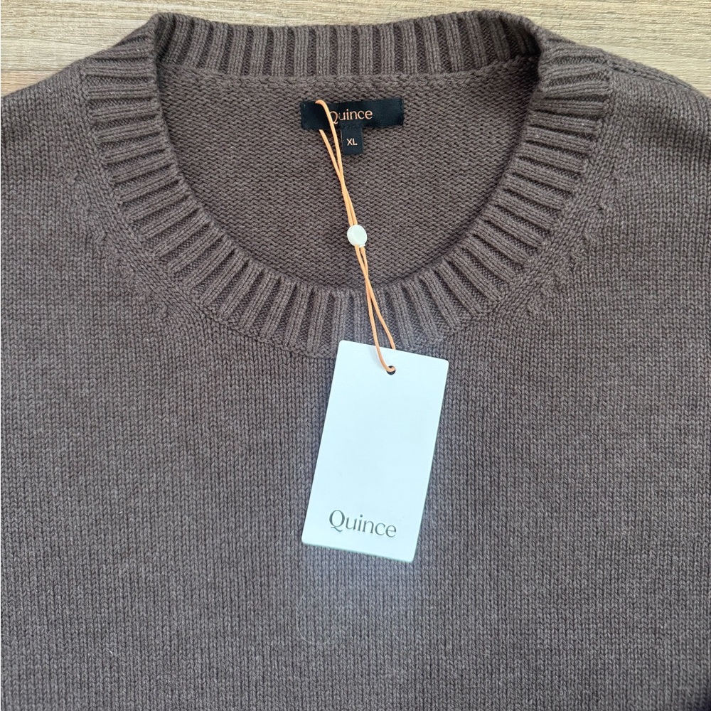 Quince Womens 100% Organic Cotton Boyfriend Crew Sweater Heather Brown XL - Picture 4 of 4